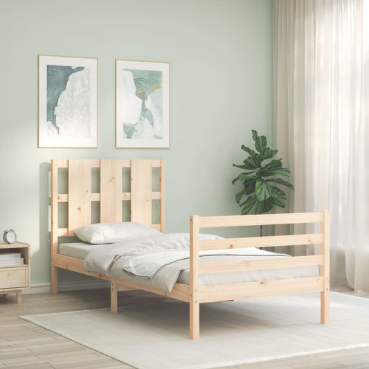 vidaXL Bed Frame with Headboard 90x200 cm Solid Wood
