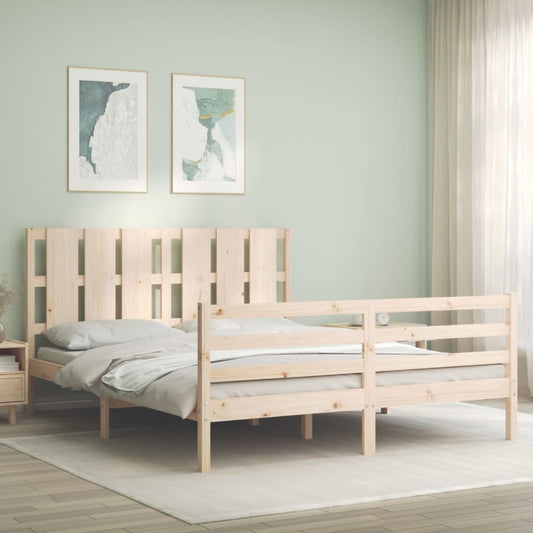 vidaXL Bed Frame with Headboard 160x200 cm Solid Wood