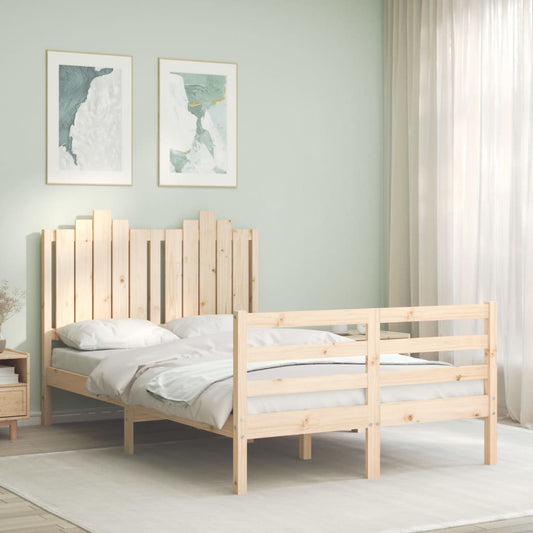vidaXL Bed Frame with Headboard Small Double Solid Wood
