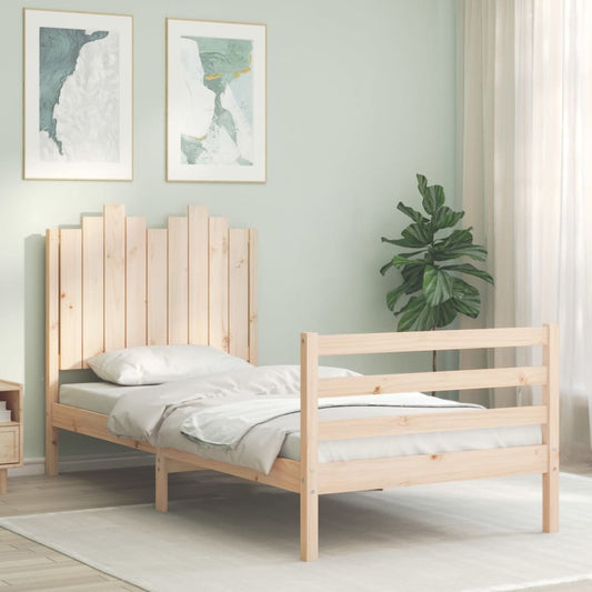 vidaXL Bed Frame with Headboard 90x200 cm Solid Wood