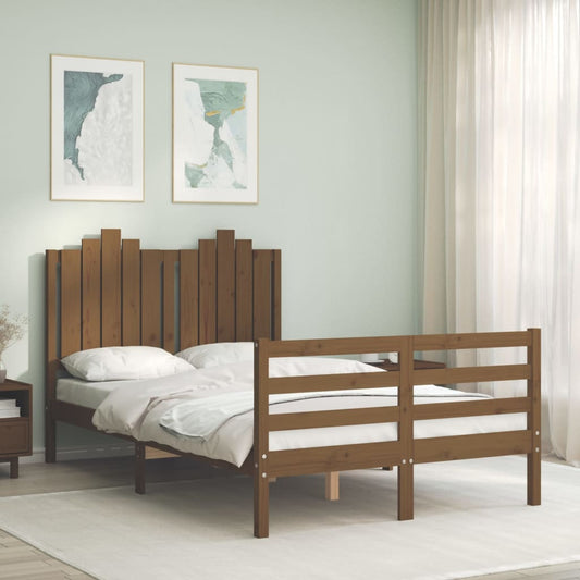 vidaXL Bed Frame with Headboard Honey Brown 120x200 cm Solid Wood