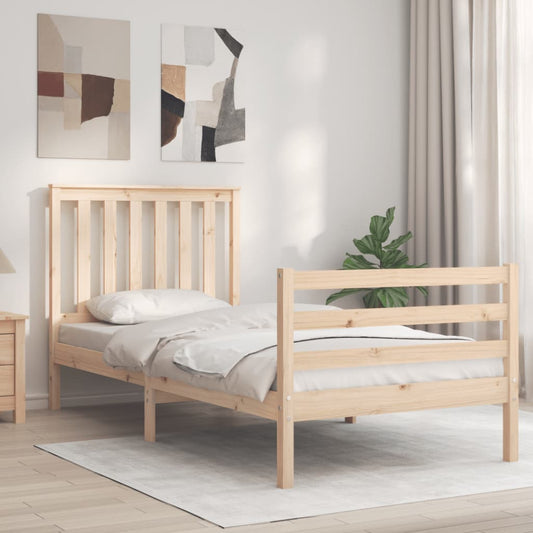vidaXL Bed Frame with Headboard Single Solid Wood