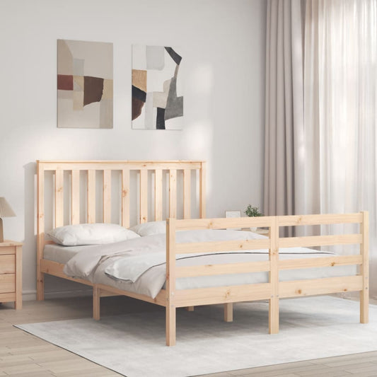 vidaXL Bed Frame with Headboard Small Double Solid Wood