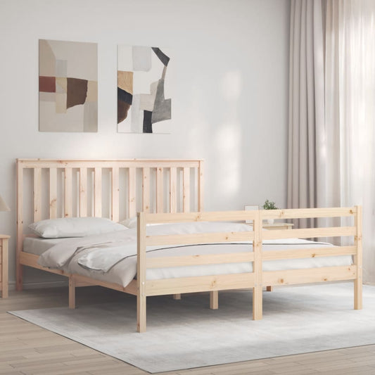 vidaXL Bed Frame with Headboard 160x200 cm Solid Wood