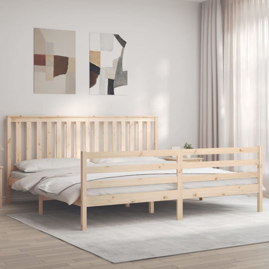vidaXL Bed Frame with Headboard 200x200 cm Solid Wood