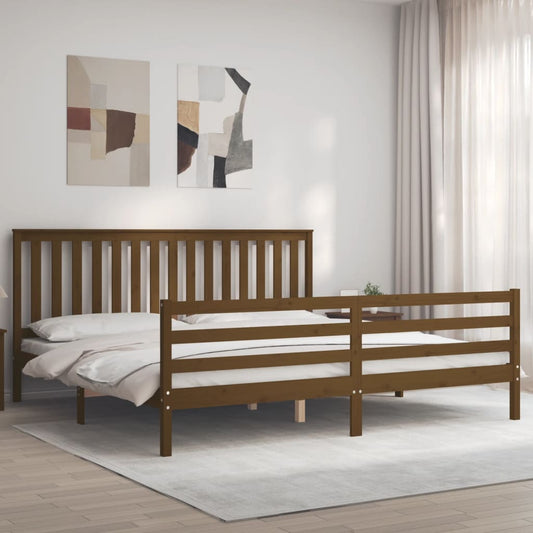 vidaXL Bed Frame with Headboard Honey Brown 200x200 cm Solid Wood