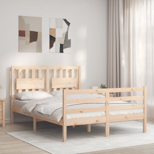 vidaXL Bed Frame with Headboard Small Double Solid Wood