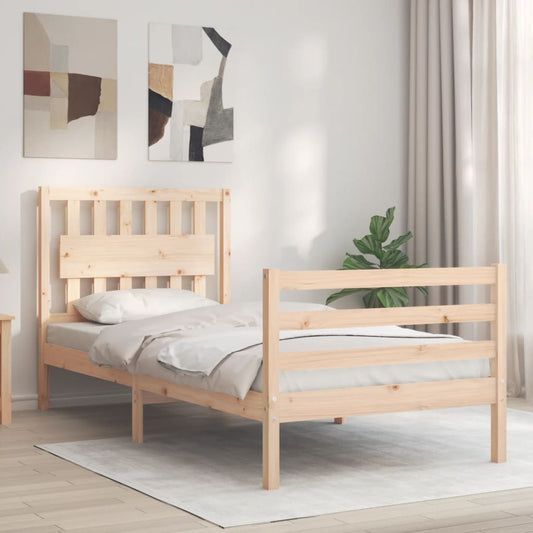 vidaXL Bed Frame with Headboard 90x200 cm Solid Wood
