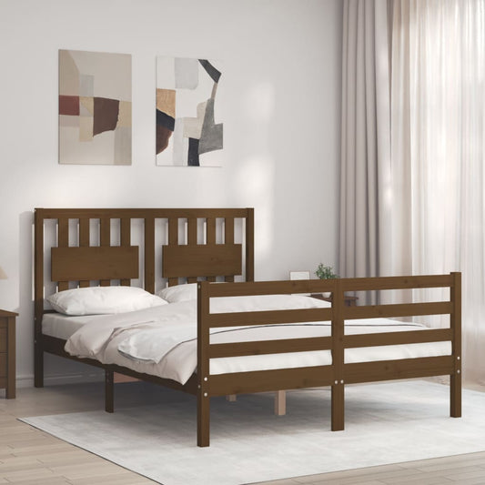 vidaXL Bed Frame with Headboard Honey Brown 140x200 cm Solid Wood