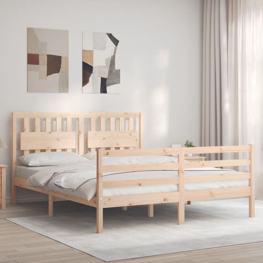 vidaXL Bed Frame with Headboard King Size Solid Wood