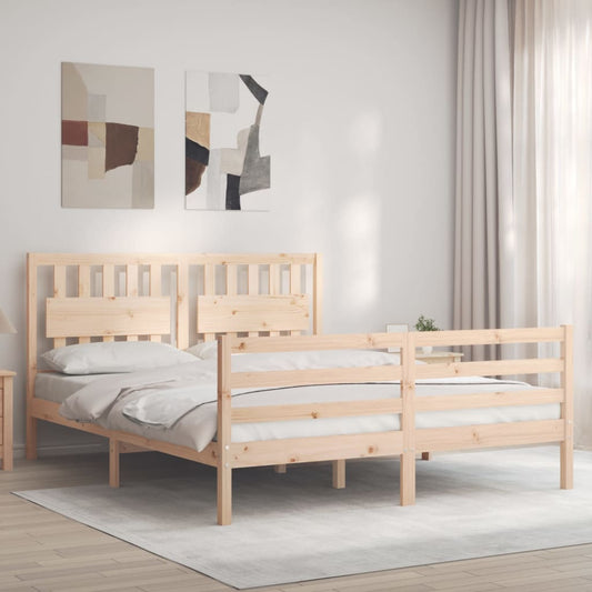 vidaXL Bed Frame with Headboard 160x200 cm Solid Wood