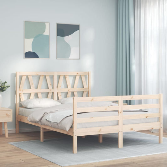 vidaXL Bed Frame with Headboard Small Double Solid Wood