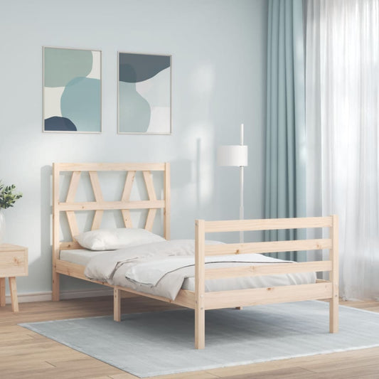 vidaXL Bed Frame with Headboard 100x200 cm Solid Wood
