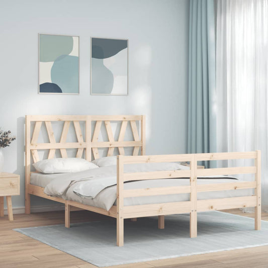 vidaXL Bed Frame with Headboard 120x200 cm Solid Wood