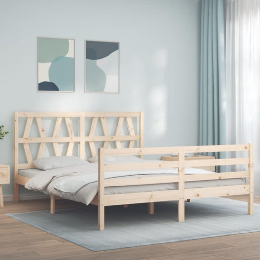 vidaXL Bed Frame with Headboard 160x200 cm Solid Wood