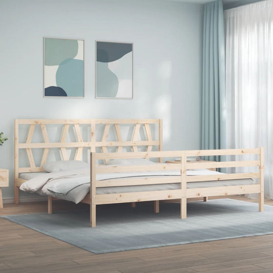 vidaXL Bed Frame with Headboard 200x200 cm Solid Wood