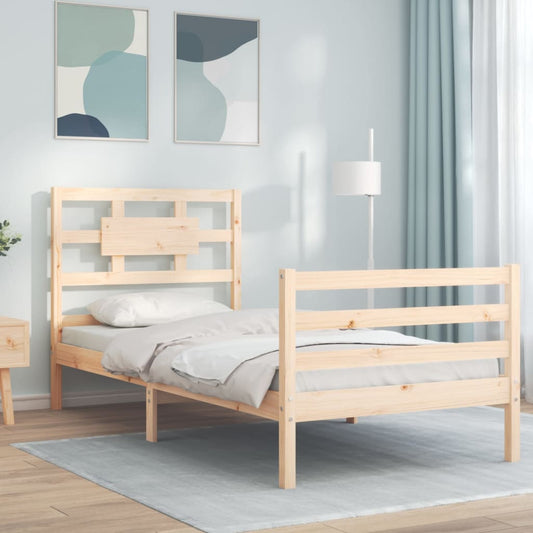vidaXL Bed Frame with Headboard Single Solid Wood