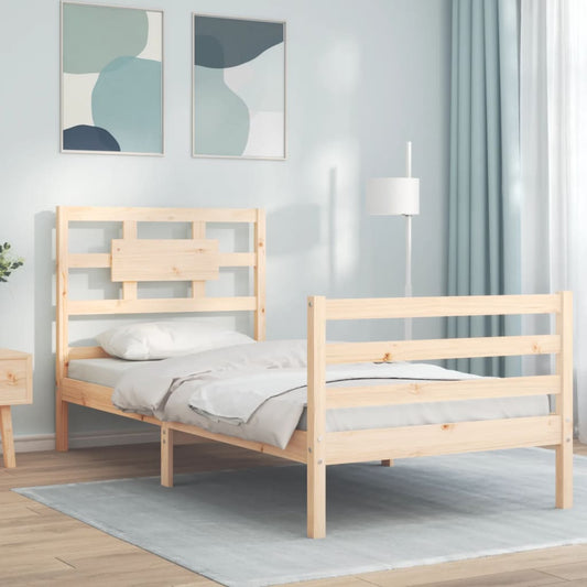 vidaXL Bed Frame with Headboard 100x200 cm Solid Wood