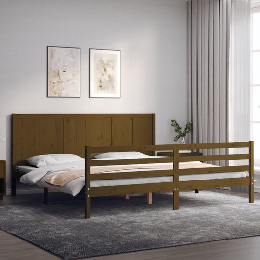vidaXL Bed Frame with Headboard Honey Brown 200x200 cm Solid Wood