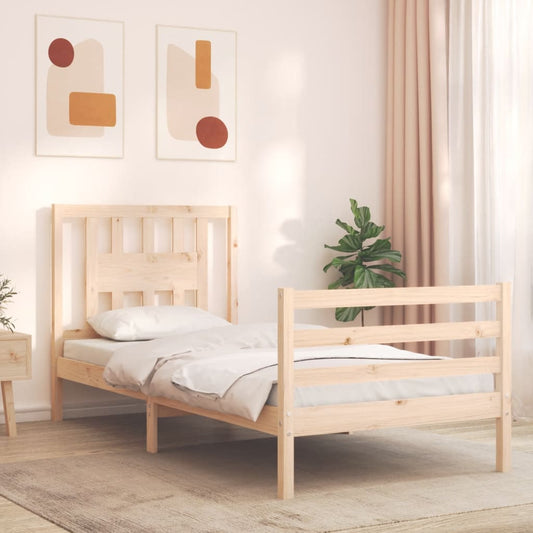 vidaXL Bed Frame with Headboard Single Solid Wood