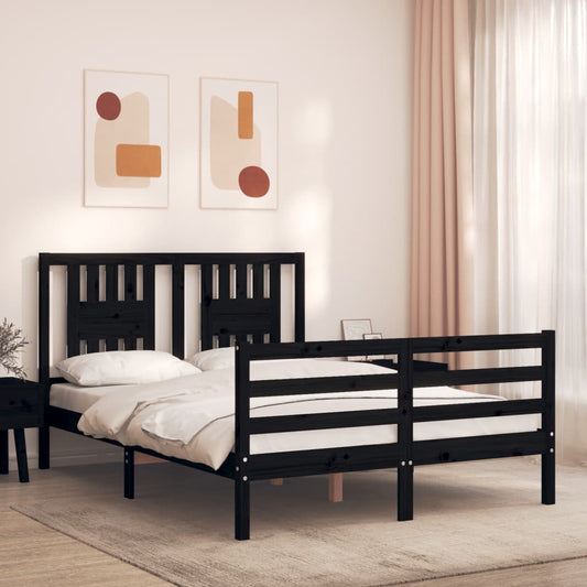 vidaXL Bed Frame with Headboard Black 120x200 cm Solid Wood