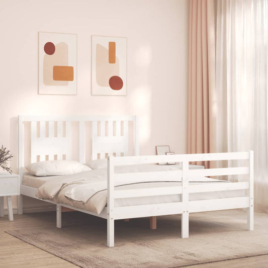 vidaXL Bed Frame with Headboard White 140x200 cm Solid Wood