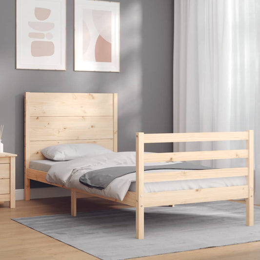 vidaXL Bed Frame with Headboard 100x200 cm Solid Wood