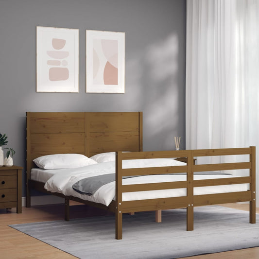 vidaXL Bed Frame with Headboard Honey Brown 120x200 cm Solid Wood