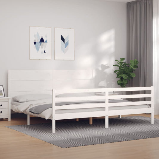 vidaXL Bed Frame with Headboard White 200x200 cm Solid Wood