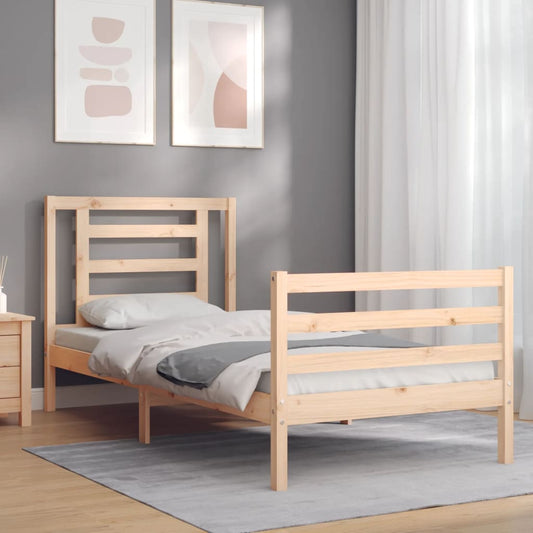 vidaXL Bed Frame with Headboard 100x200 cm Solid Wood