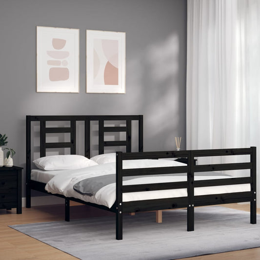 vidaXL Bed Frame with Headboard Black 120x200 cm Solid Wood