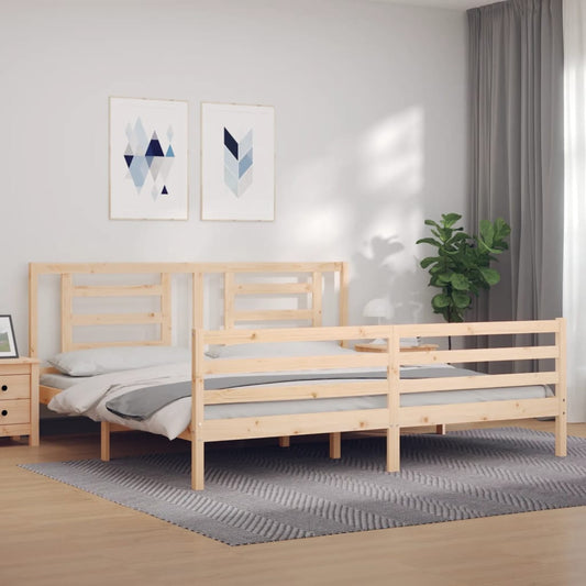 vidaXL Bed Frame with Headboard Super King Size Solid Wood