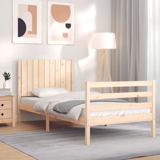 vidaXL Bed Frame with Headboard Single Solid Wood