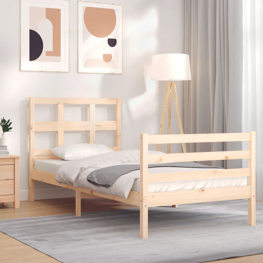 vidaXL Bed Frame with Headboard Single Solid Wood