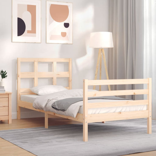 vidaXL Bed Frame with Headboard 90x200 cm Solid Wood