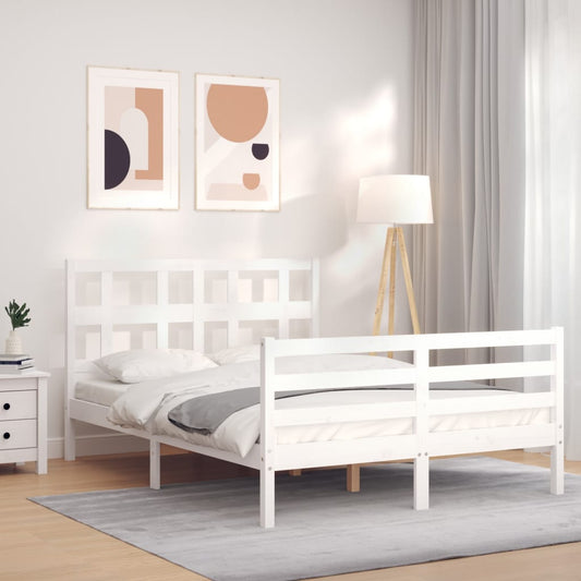 vidaXL Bed Frame with Headboard White 120x200 cm Solid Wood