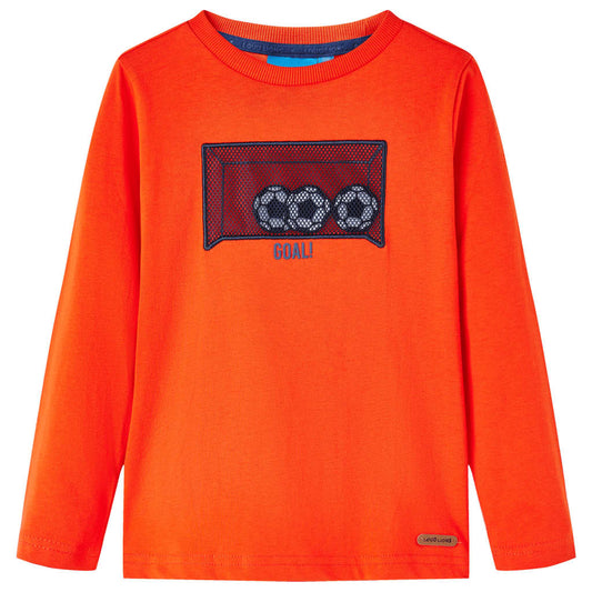Kids' T-shirt with Long Sleeves Football Goal Design Bright Orange 104