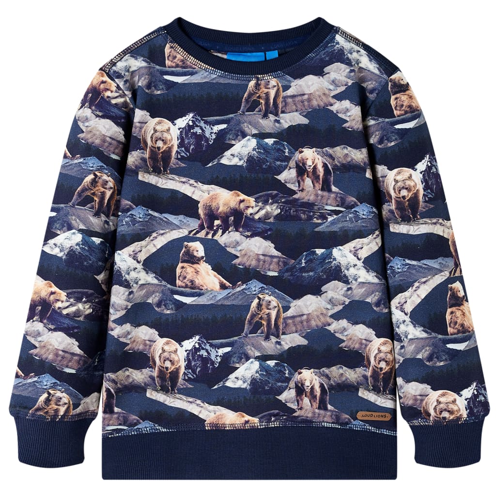 Kids' Sweatshirt Bear Print Navy 116