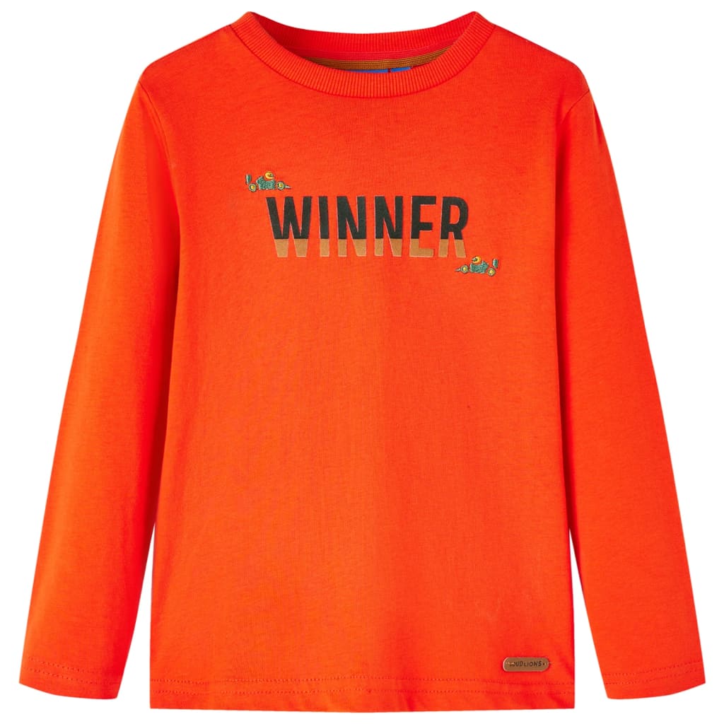 Kids' T-shirt with Long Sleeves Winner Print Bright Orange 116