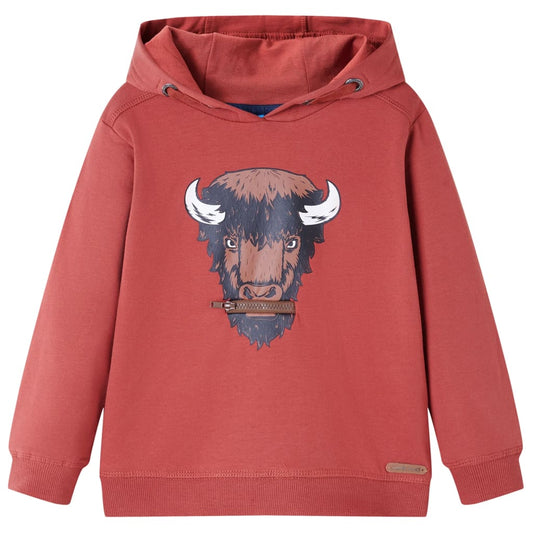 Kids' Hooded Sweatshirt Ox Print Burnt Red 104