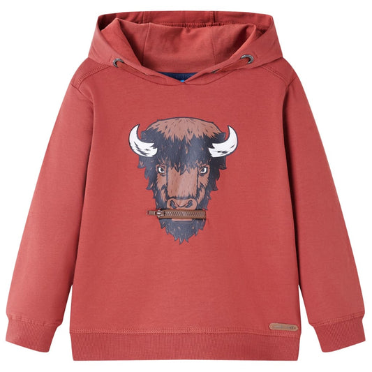 Kids' Hooded Sweatshirt Ox Print Burnt Red 128
