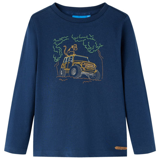 Kids' T-shirt with Long Sleeves Jeep Print Navy Blue 92