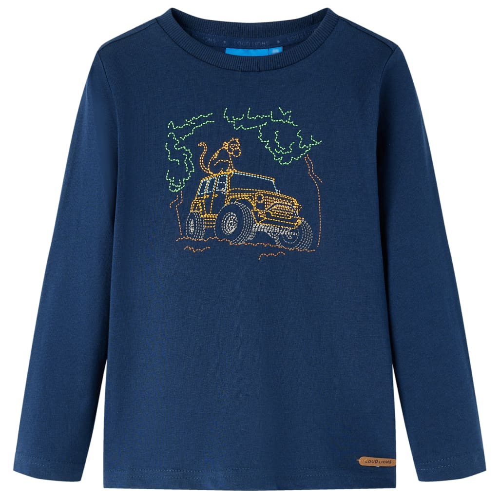 Kids' T-shirt with Long Sleeves Jeep Print Navy Blue 116