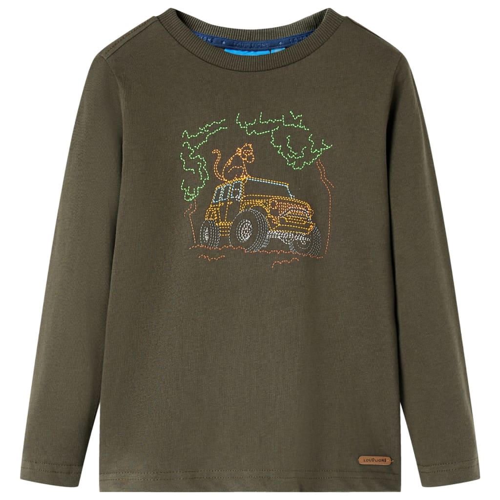 Kids' T-shirt with Long Sleeves Jeep Print Khaki 140
