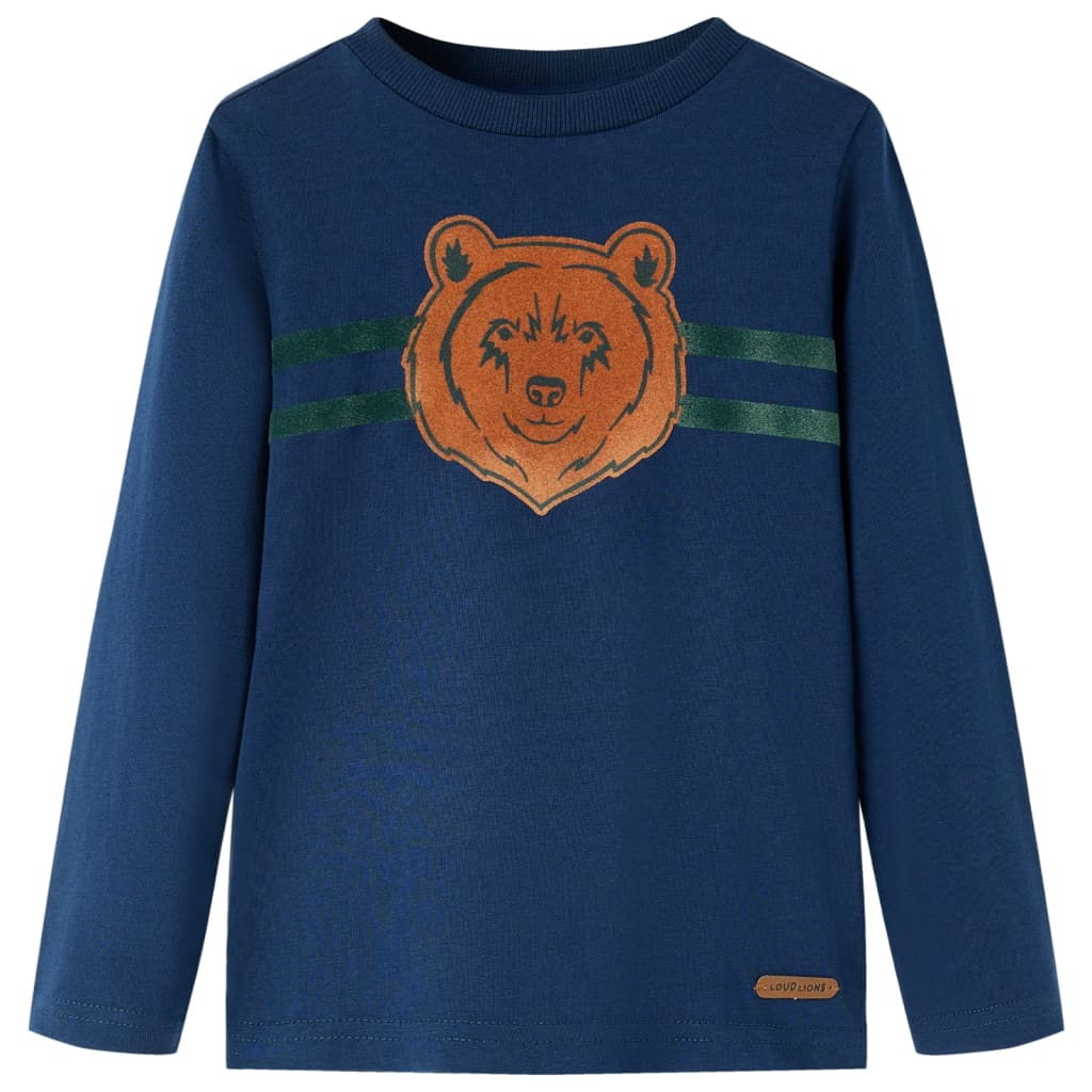 Kids' T-shirt with Long Sleeves Bear Print Navy Blue 104