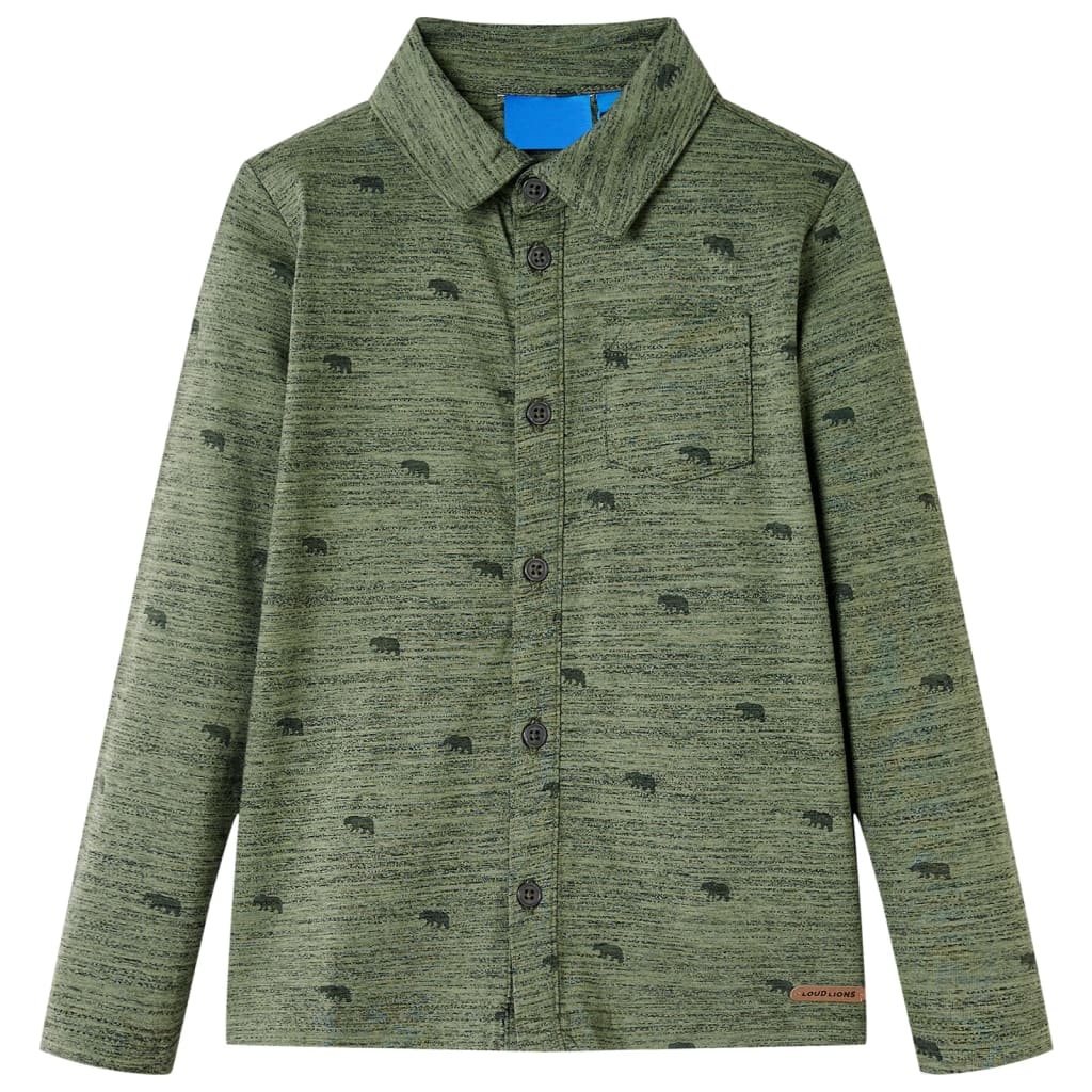 Kids' Shirt Cattle Print Khaki Melange 116