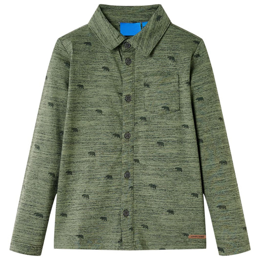 Kids' Shirt Cattle Print Khaki Melange 116