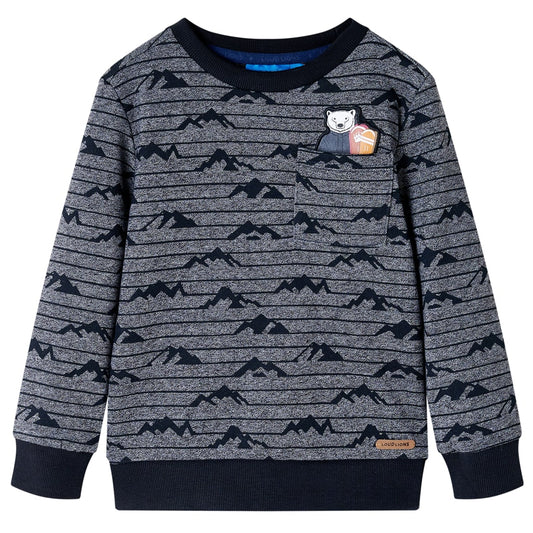Kids' Sweatshirt Print Navy Melange 116