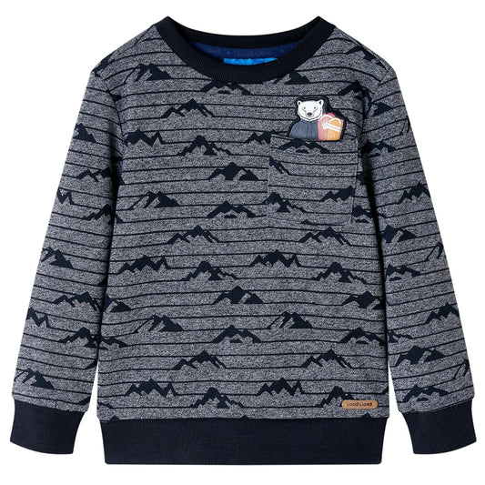 Kids' Sweatshirt Hill Print Navy Melange 140