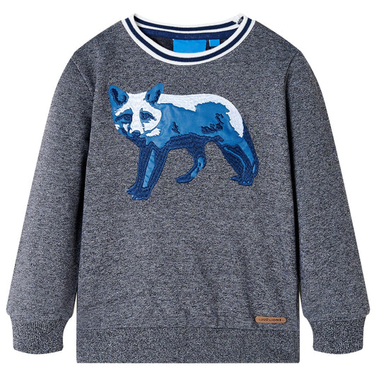 Kids' Sweatshirt Fox Print Navy Melange 128